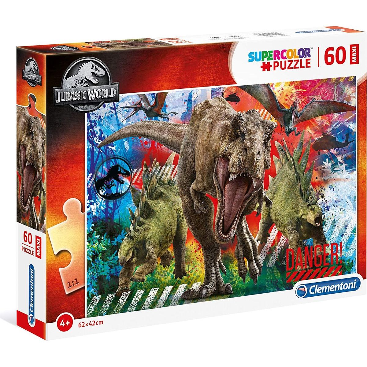 Clementoni Puzzle Supercolor maxi Jurský svět 60 dílků