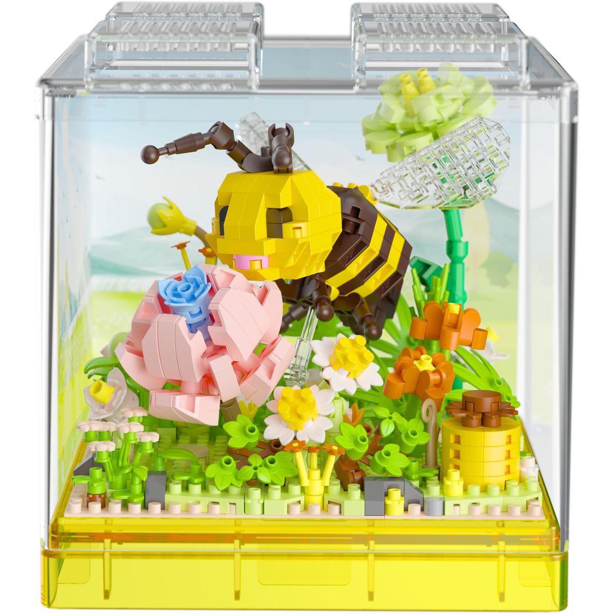 Stavebnice mini KOCO Včelka plast 668ks v krabičce 11x12x11cm