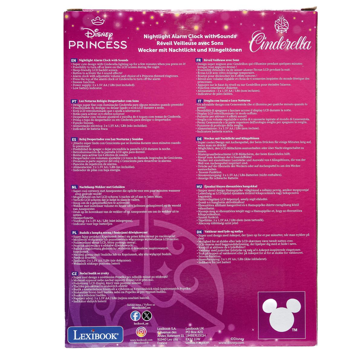 Lexibook Budík Disney princezny se svítící figurkou