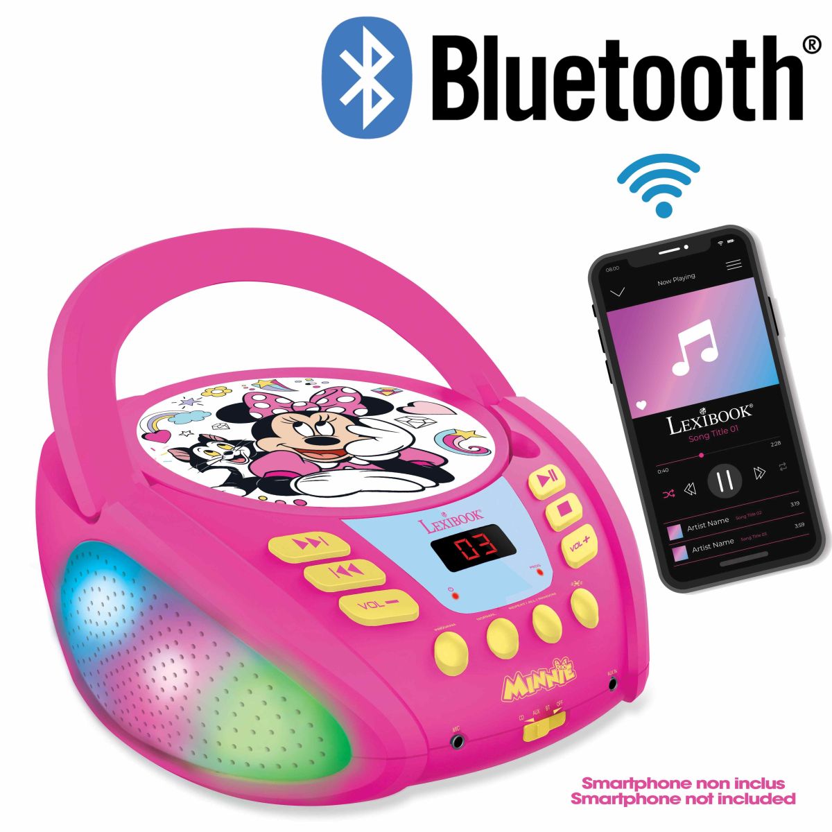Lexibook CD přehrávač Minnie s bluetooth a světelnými efekty