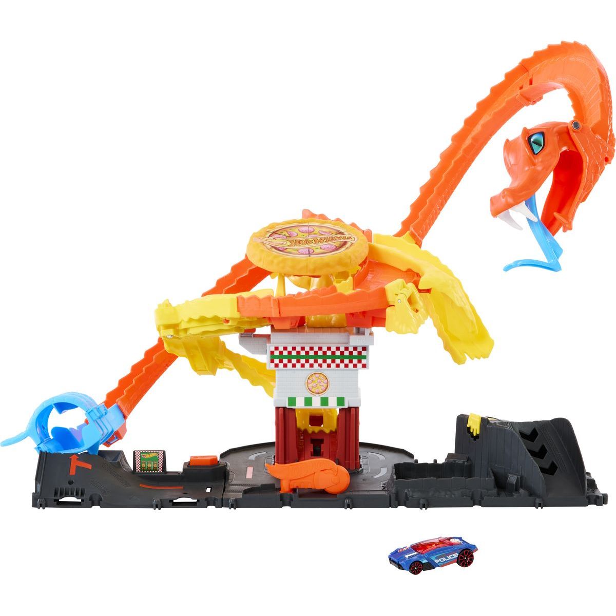 Mattel Hot Wheels City hladová kobra útočí na pizzerku