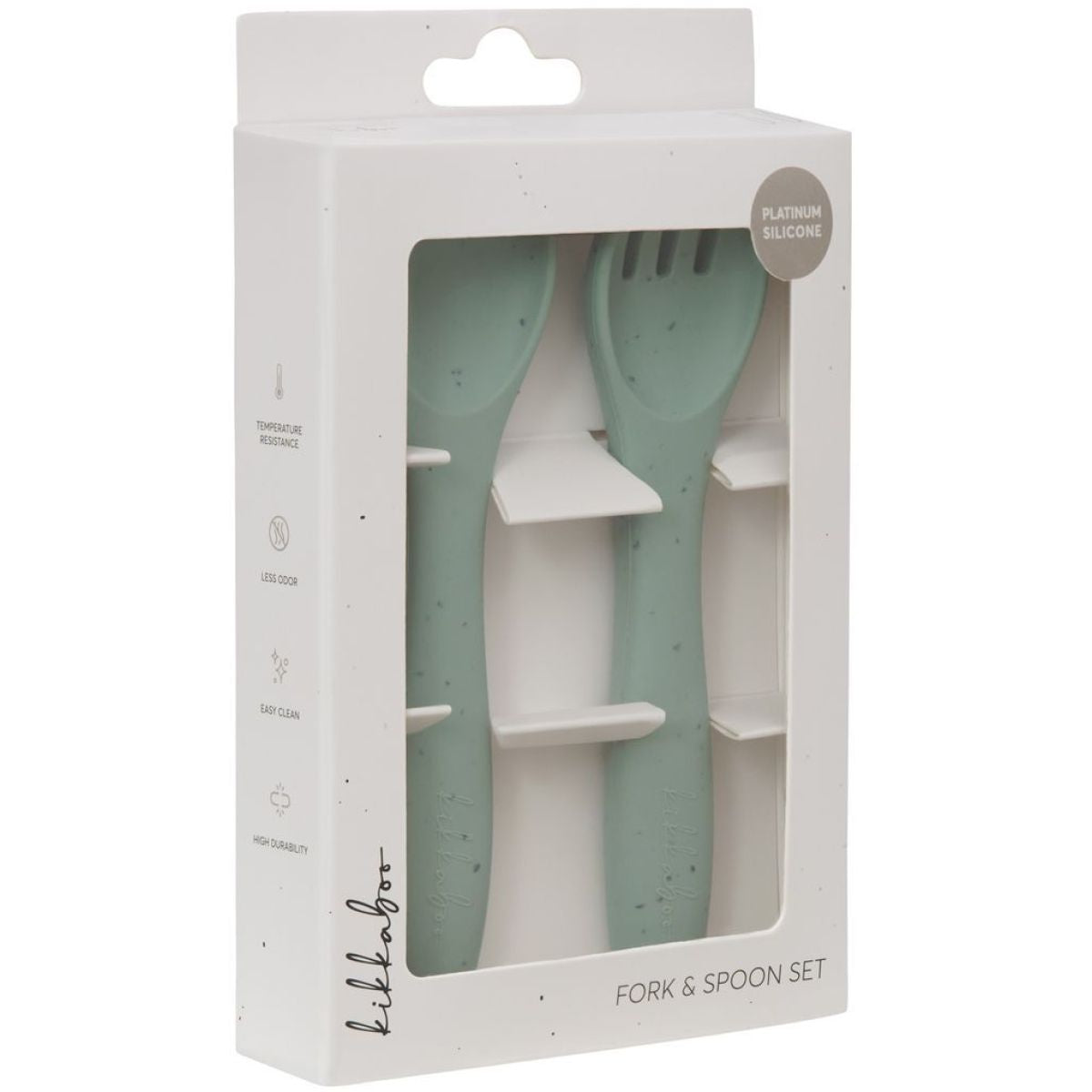 KikkaBoo Příbor 2-dílný Platinum Silicone Sage