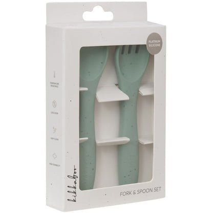 KikkaBoo Příbor 2-dílný Platinum Silicone Sage