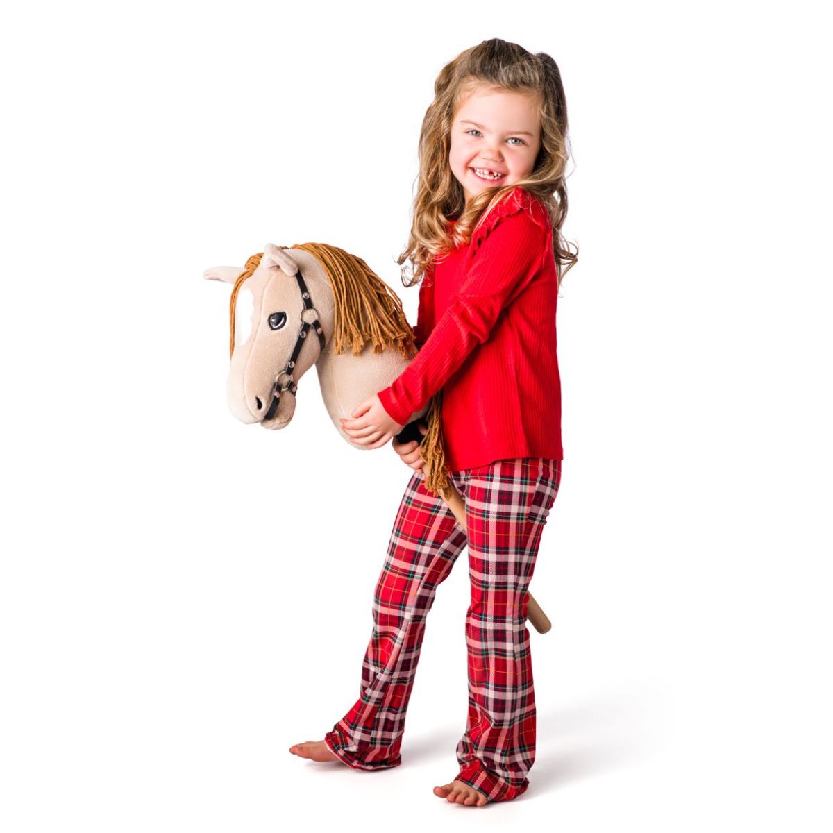 Hobby horse Gracia, béžová klisna na tyči, provázková hříva