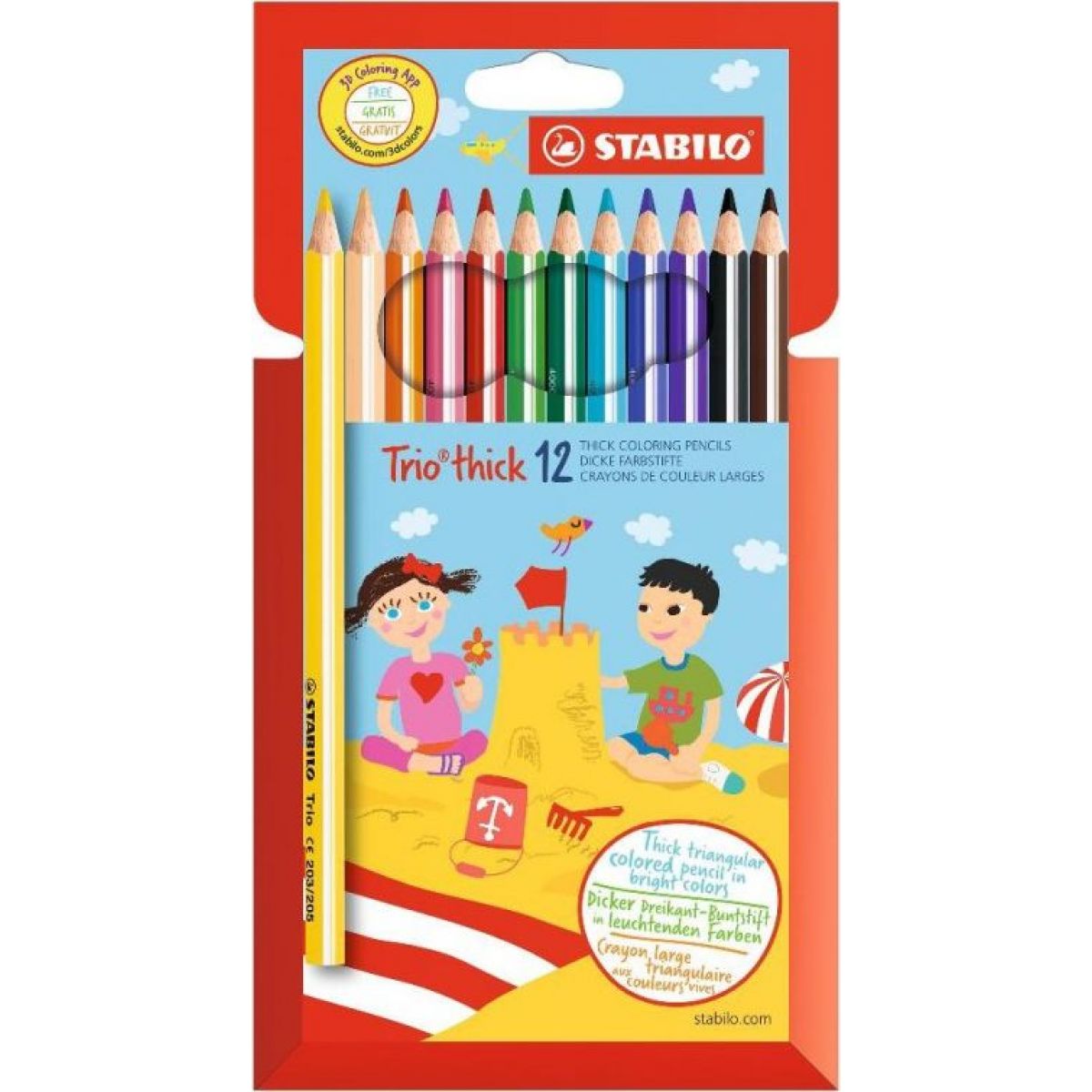 Trojhranné pastelky STABILO Trio silná 12 ks sada