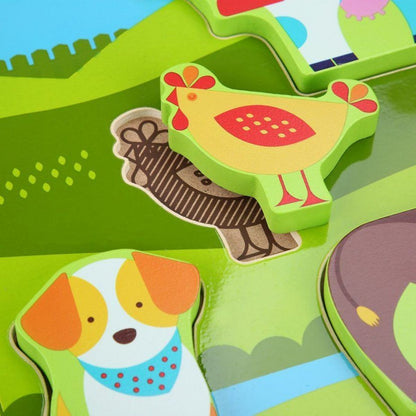 Lucy & Leo 226 Zvířátka na farmě dřevěné vkládací puzzle 7 dílů