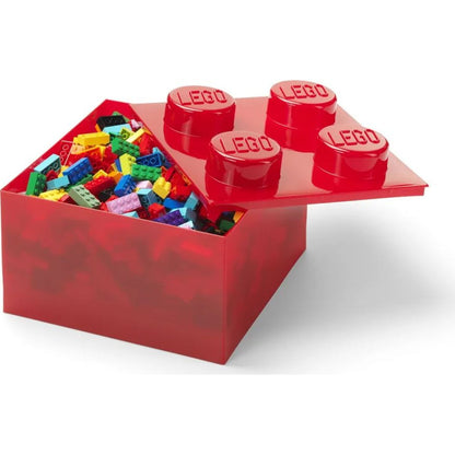 LEGO úložný box 4 s víkem - průhledná červená