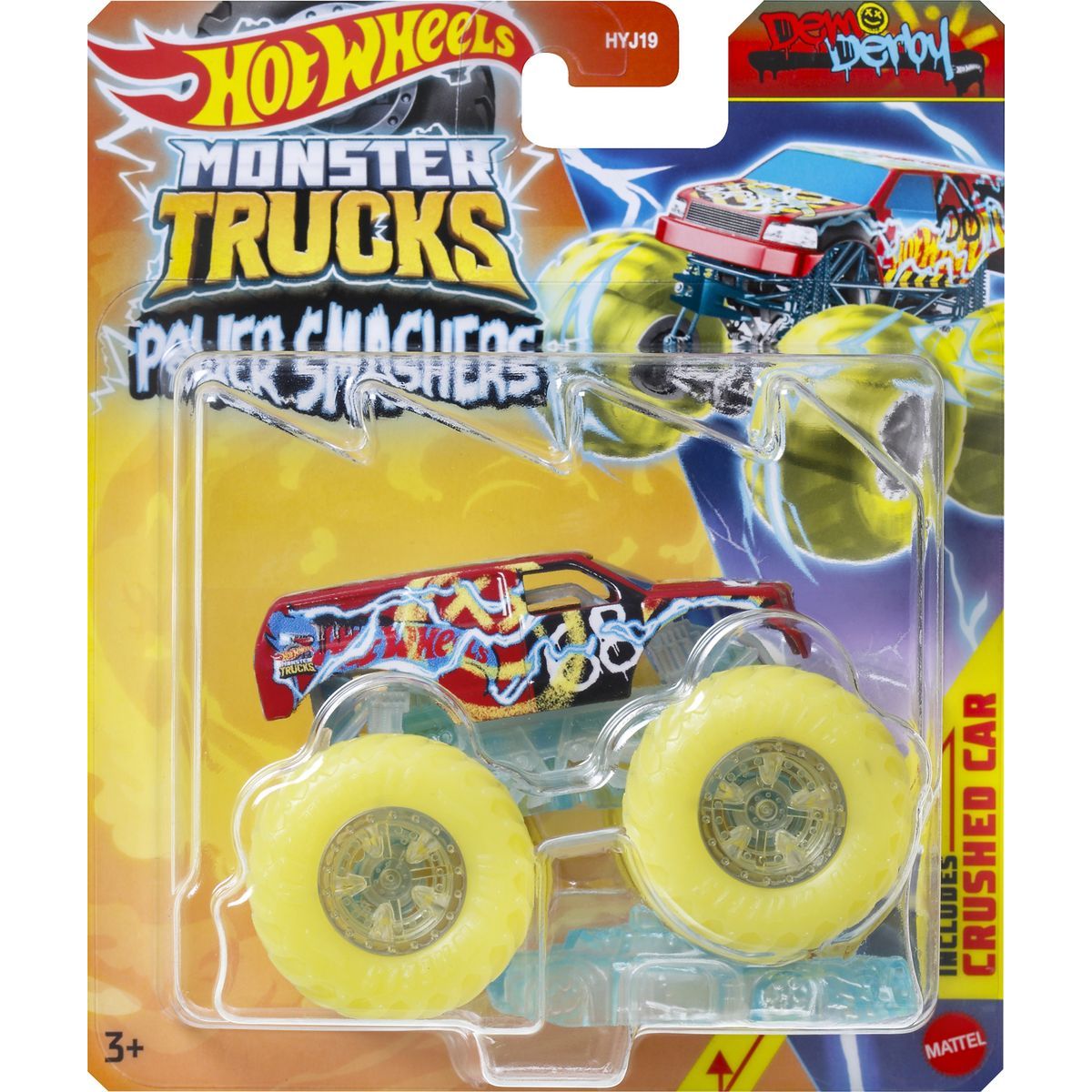 Hot Wheels Monster Trucks Power Smashers truck svítivě žlutá kola