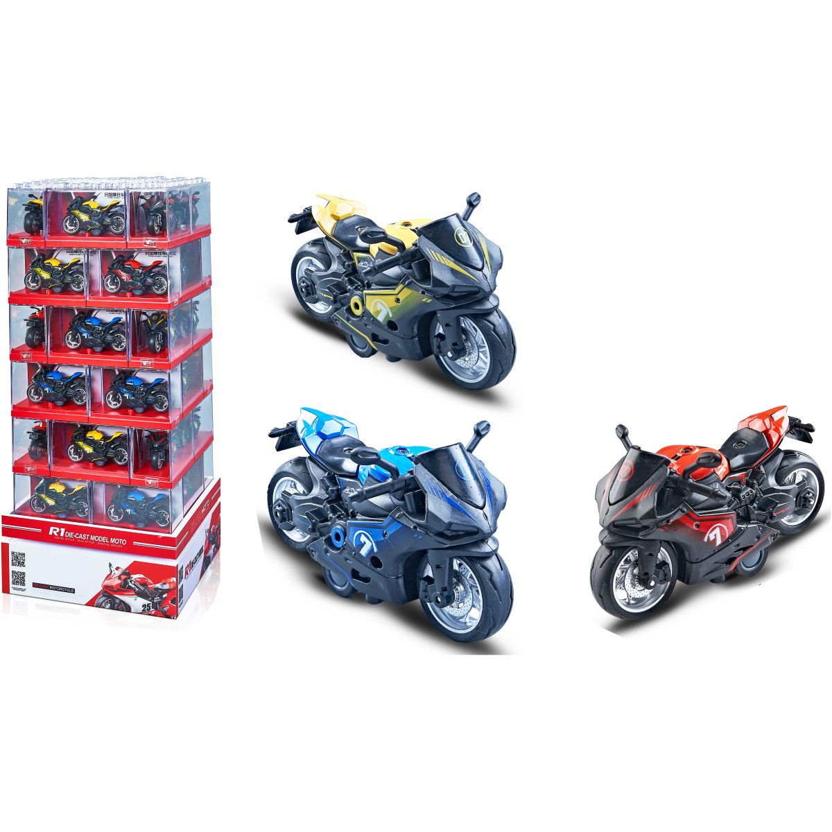Sparkys Kovová motorka Ducati 1:16 - žlutá