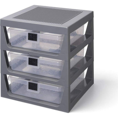 LEGO® organizér se třemi zásuvkami tmavě šedá