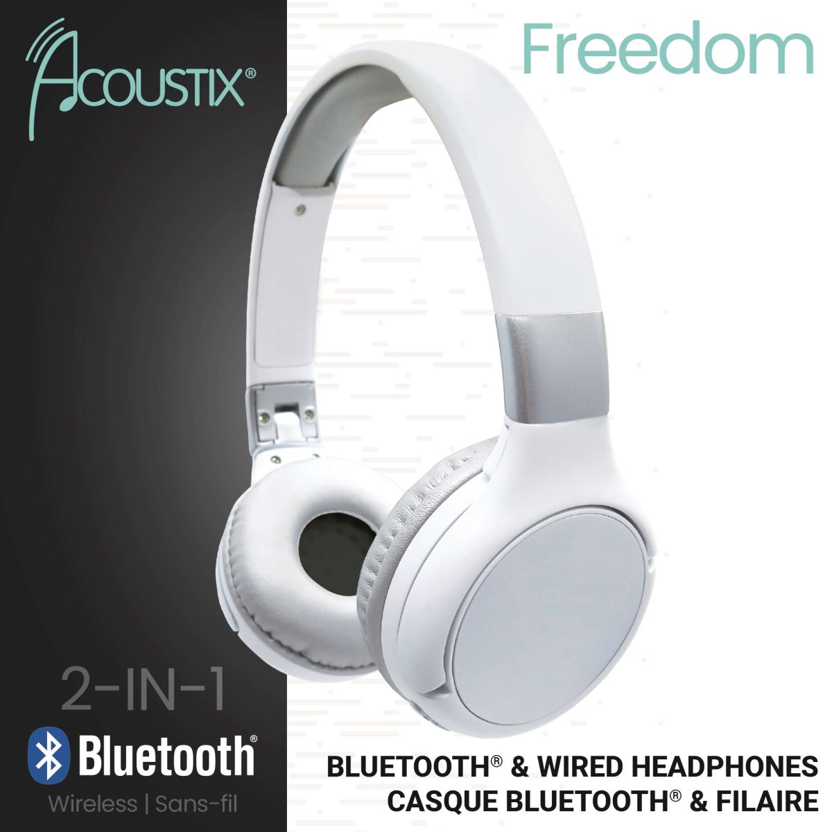 Lexibook 2v1 bluetooth skládací sluchátka bílá