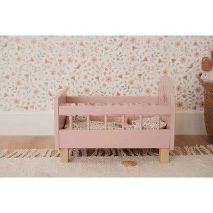 Little Dutch Postýlka pro panenky dřevěná s peřinkou Pink