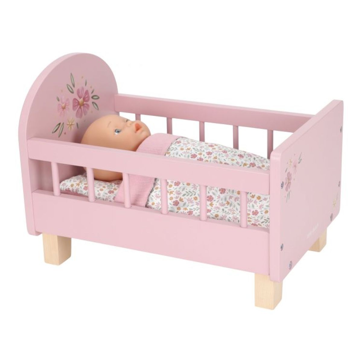 Little Dutch Postýlka pro panenky dřevěná s peřinkou Pink