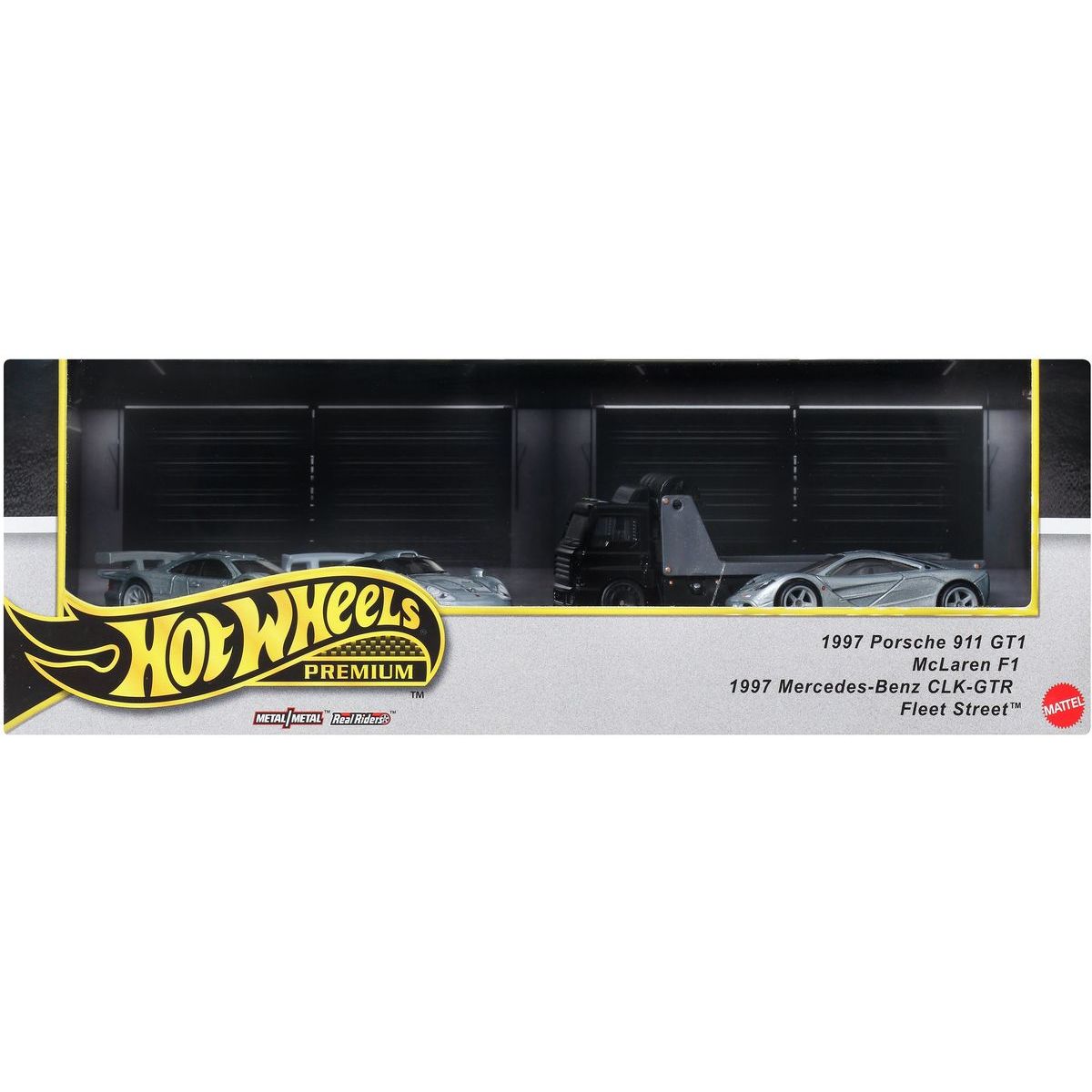 Hot Wheels Premium Angličák s týmovým tahačem 3 ks - Závod le Mans