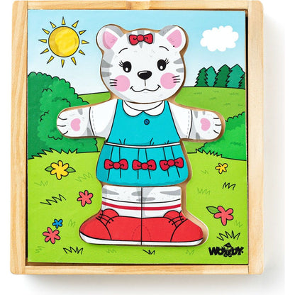 Woody Puzzle šatní skříň Kočička 18 dílů