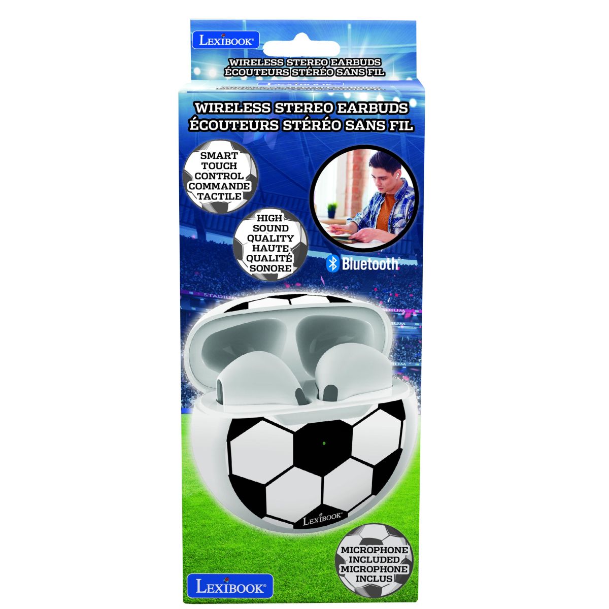 Lexibook Bluetooth sluchátka do uší Fotbal s vestavěným mikrofonem