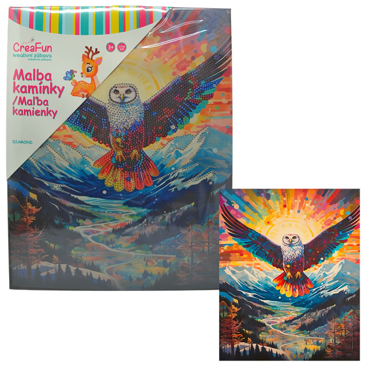 Diamantové malování - Sova 27 x 33 cm