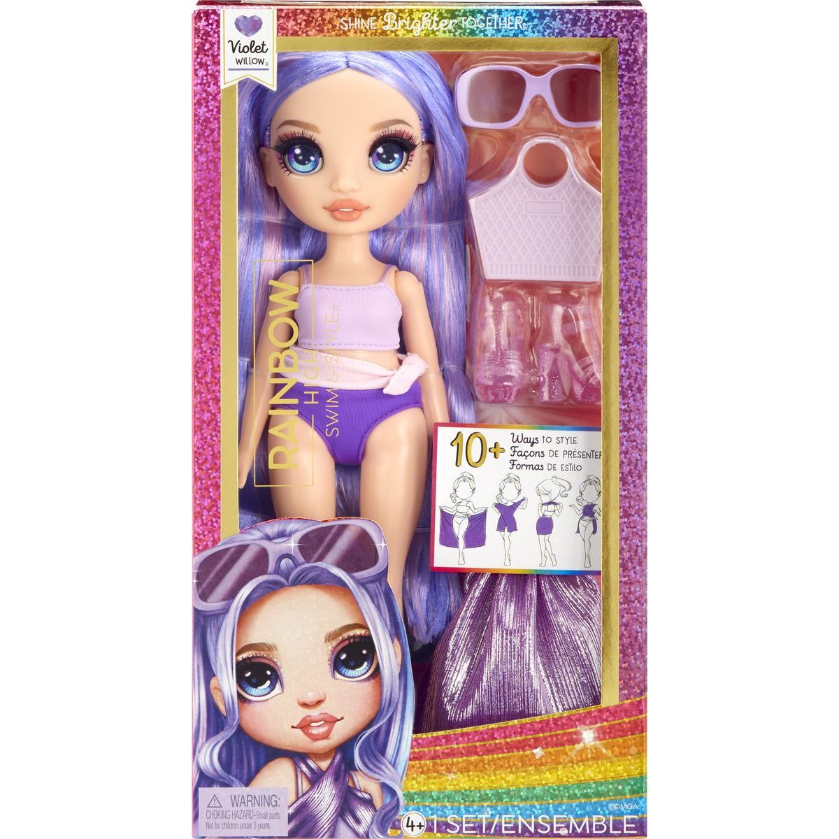 Rainbow High Fashion panenka v plavkách Violet Willow - Poškozený obal