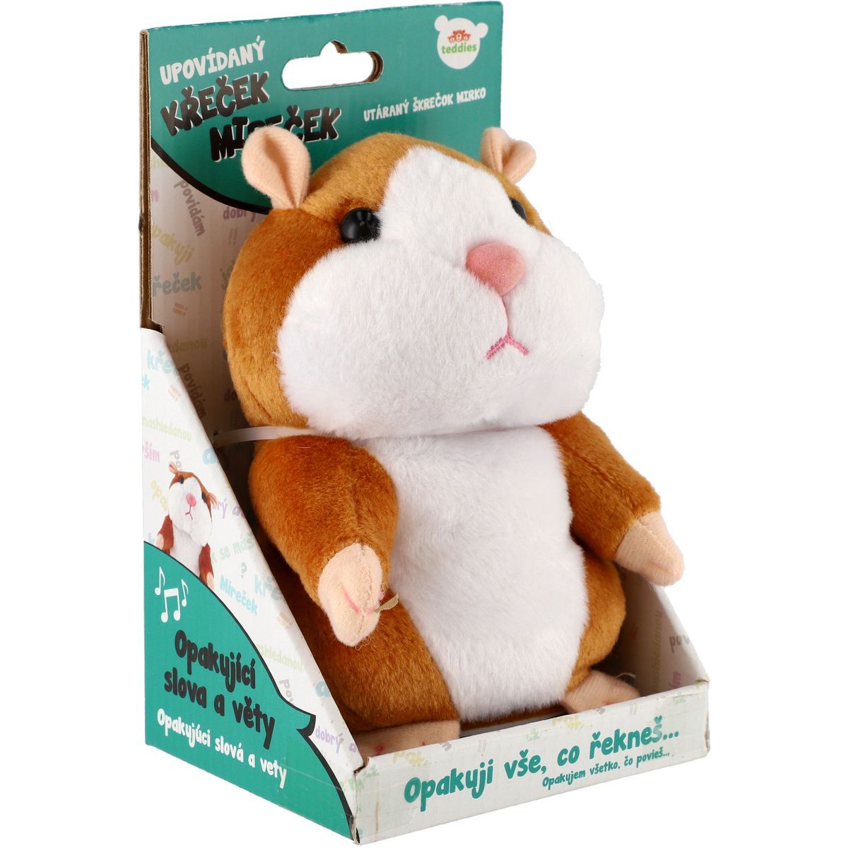 Teddies Plyšový křeček Mireček opakující věty 18 cm