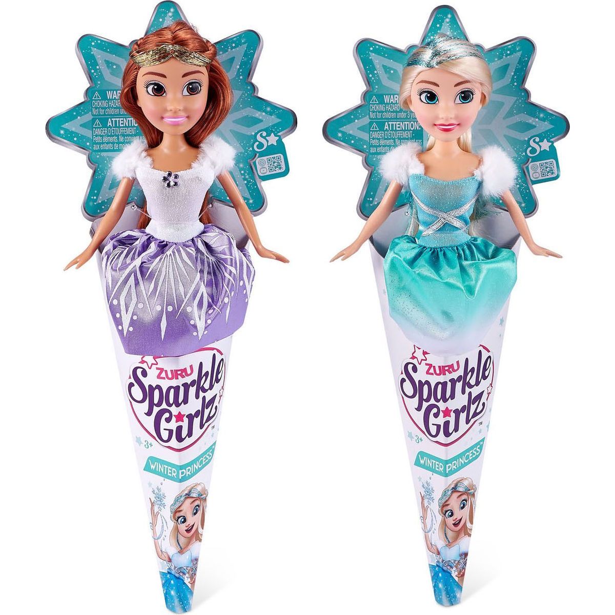 Zuru Princezna zimní Sparkle Girlz v kornoutku tyrkysová