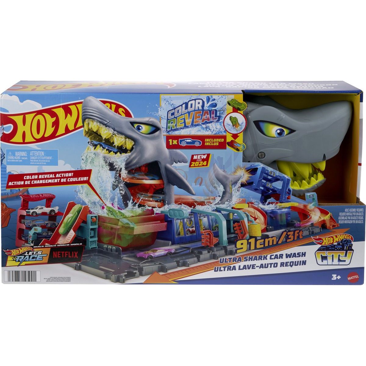 Hot Wheels City Color Reveal automyčka se žralokem