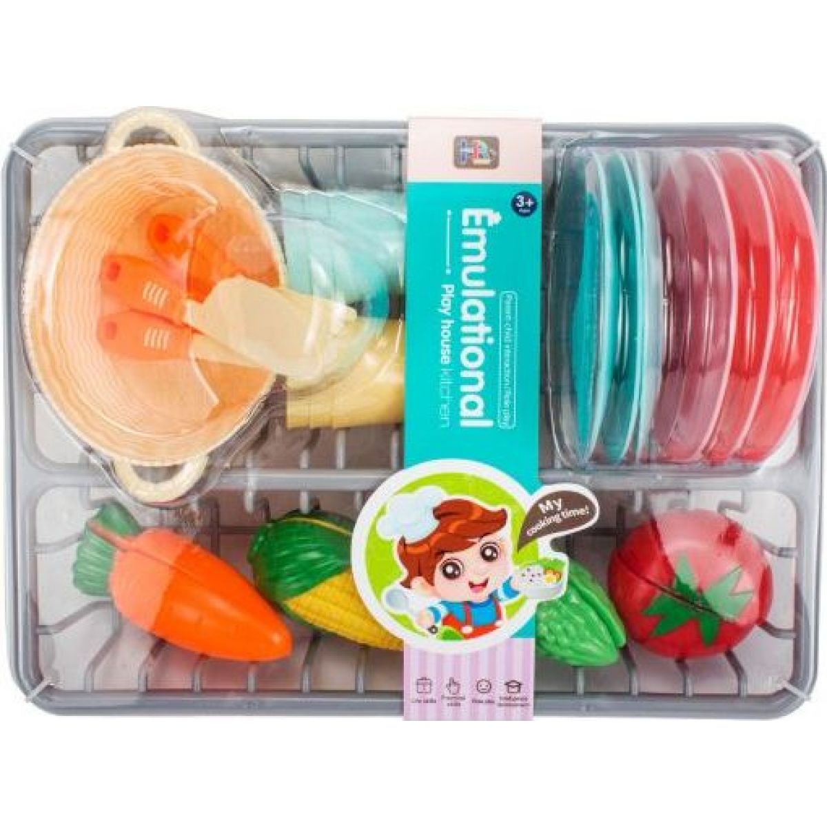 Alltoys Kuchyňská sada, nádobí s odkapávačem a krájecí zelenina