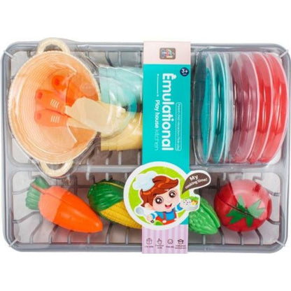 Alltoys Kuchyňská sada, nádobí s odkapávačem a krájecí zelenina