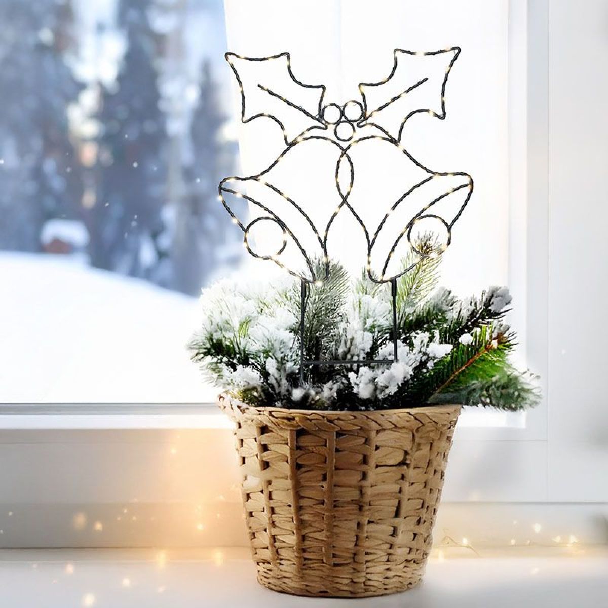 Solight LED venkovní dekorace zvonečky, 100x LED, časovač, 55cm, 3x AA