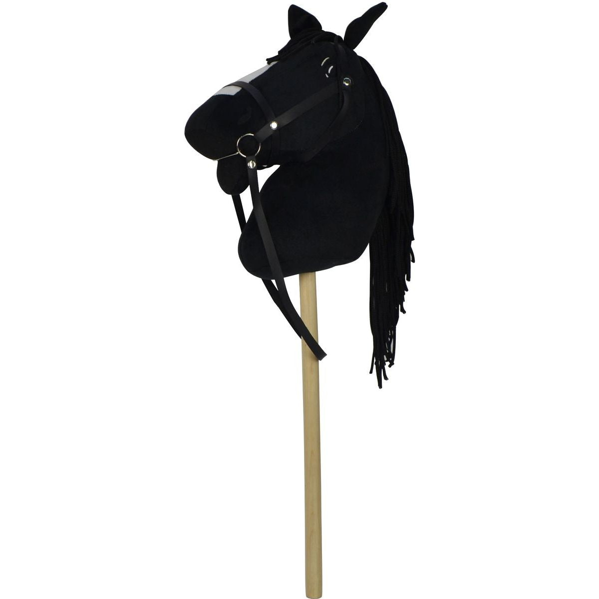 Teddies Kůň na tyči plyš 70cm na baterie se zvukem černý v sáčku