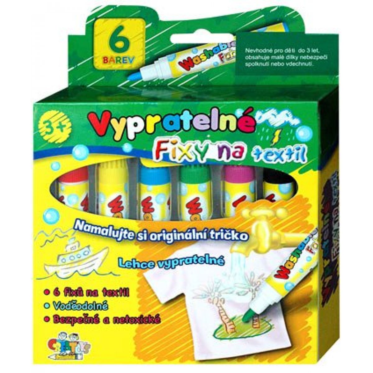 Creatoys Fixy na textil Namalujte a vyperte! 6ks