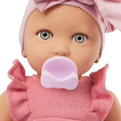 LullaBaby Panenka 35 cm v overalu s čelenkou Pink II