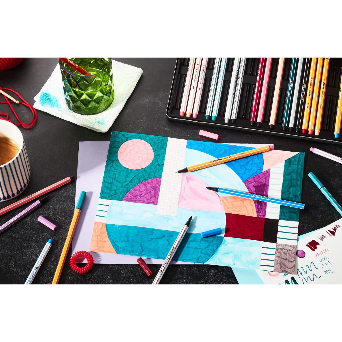 Kreativní set STABILO Pen 68 brush, Pen 68 & point 88 ARTY 30 ks