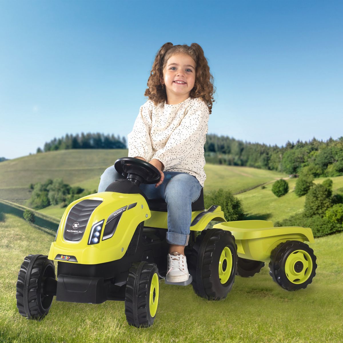 Smoby Šlapací traktor Farmer XL zelený s vozíkem 710130