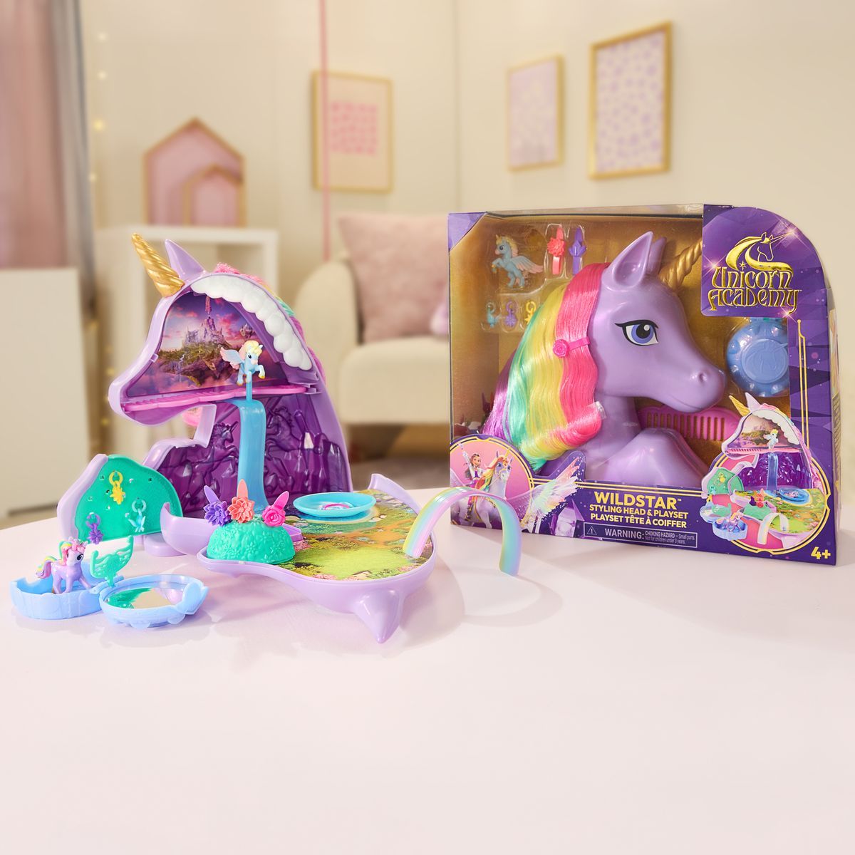Unicorn academy česací hlava rozložitelná na hrací set