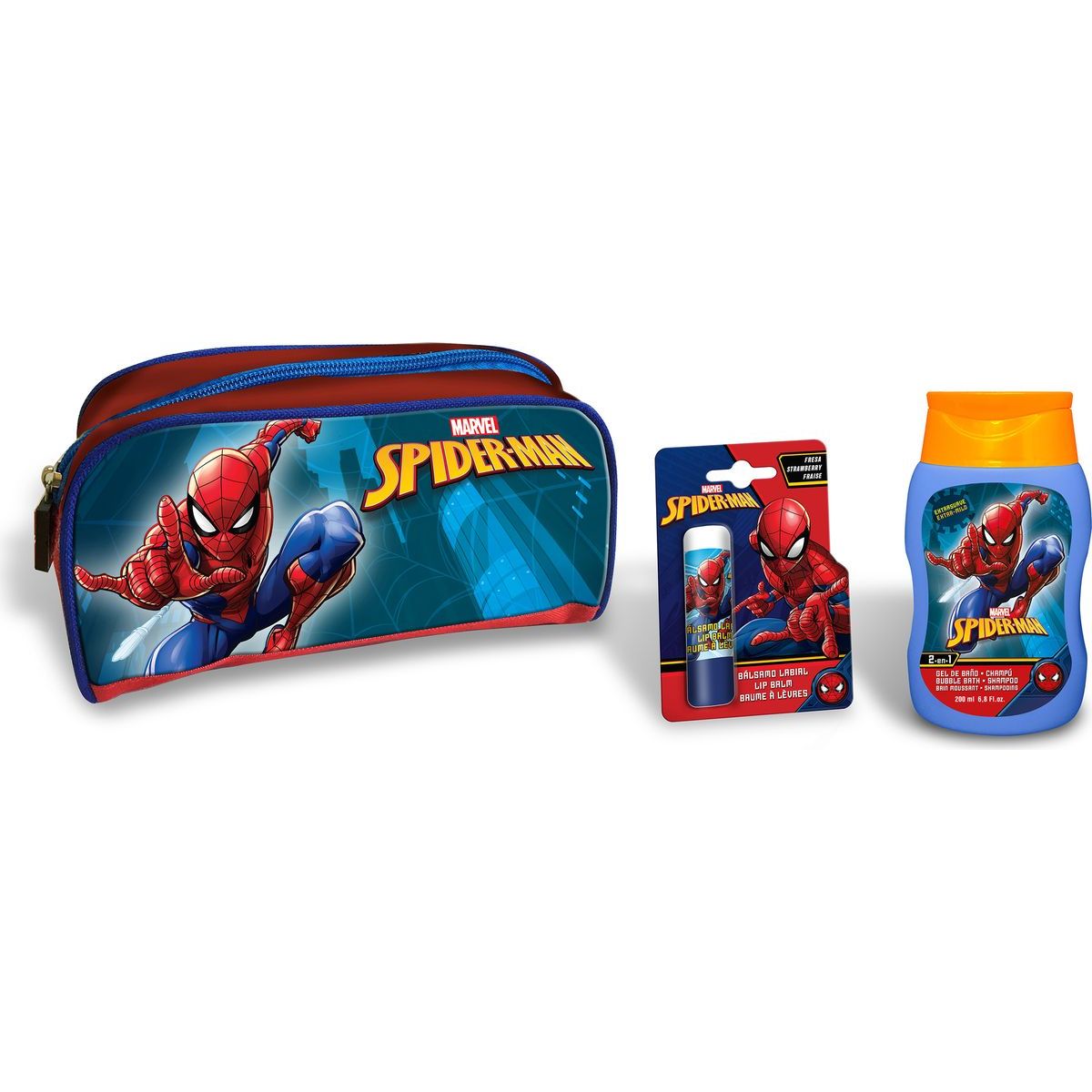 Lorenay Spiderman dárková sada s taškou, šamponem a balzámem na rty