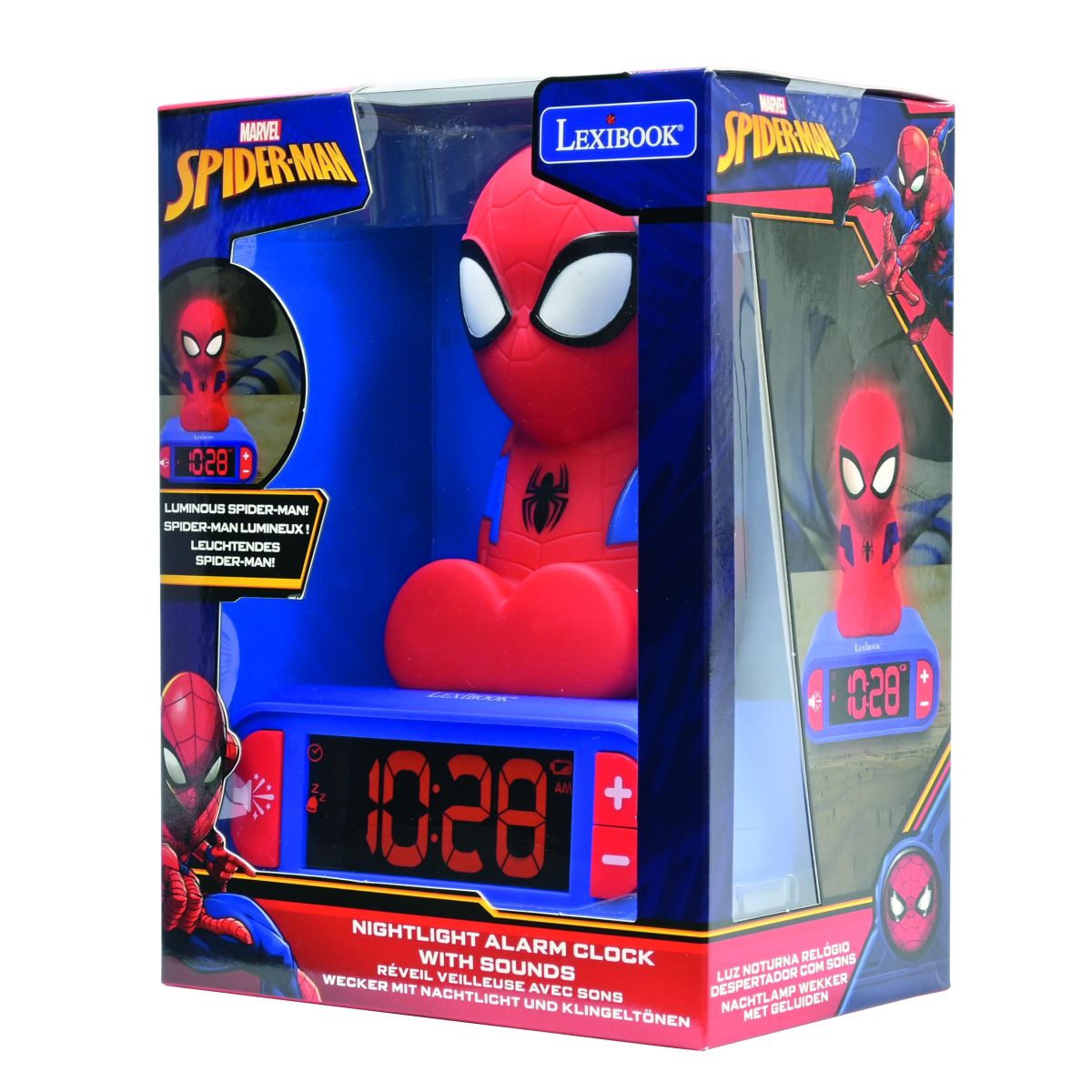 Lexibook Budík Spiderman se svítící figurkou