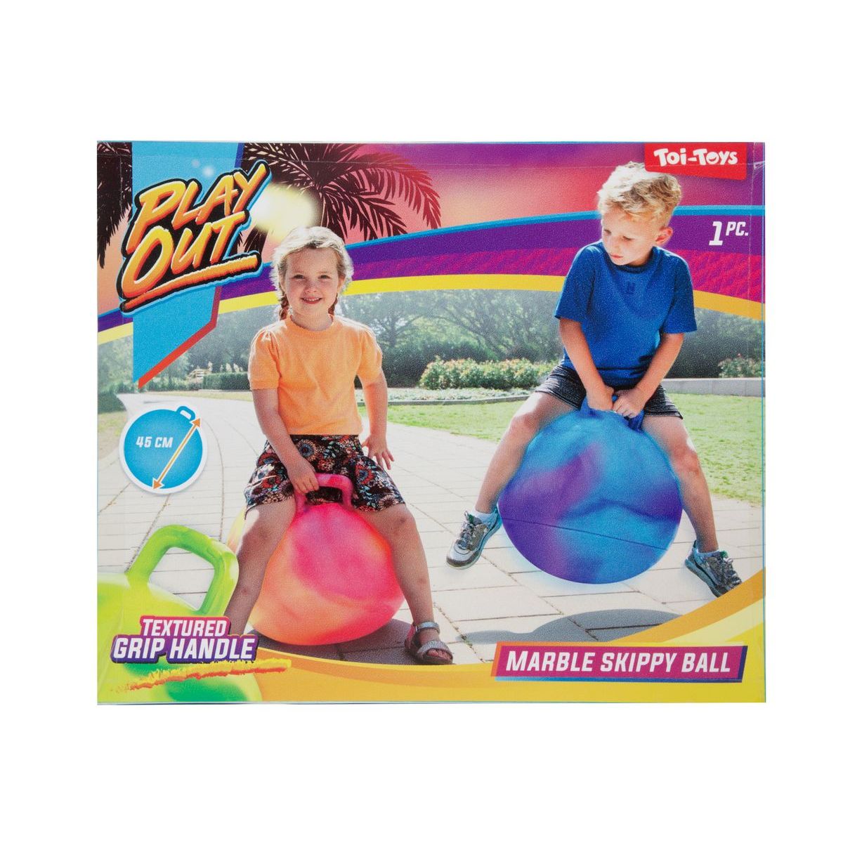 Míč skákací s úchytem 45 cm mix barev v krabičce
