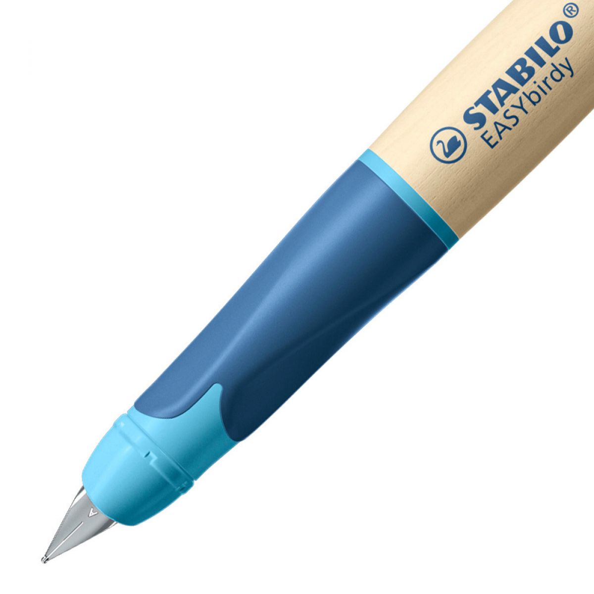 Ergonomické plnicí pero pro praváky - STABILO EASYbirdy Timber modrá vč. bombičky