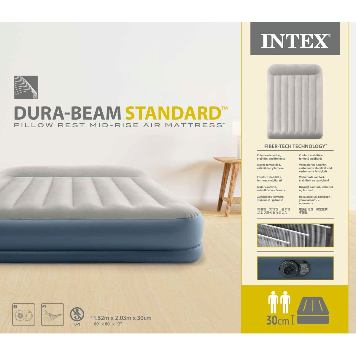 Intex 64118ND Nafukovací postel 203 x 152 x 30 cm - Dura Beam Queen