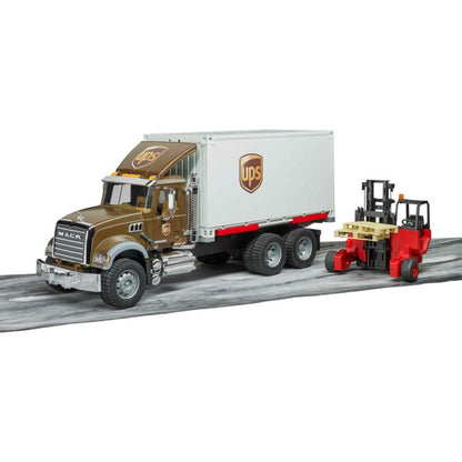 Bruder 2828 MACK Granite UPS logistik a vysokozdvihem 1:16