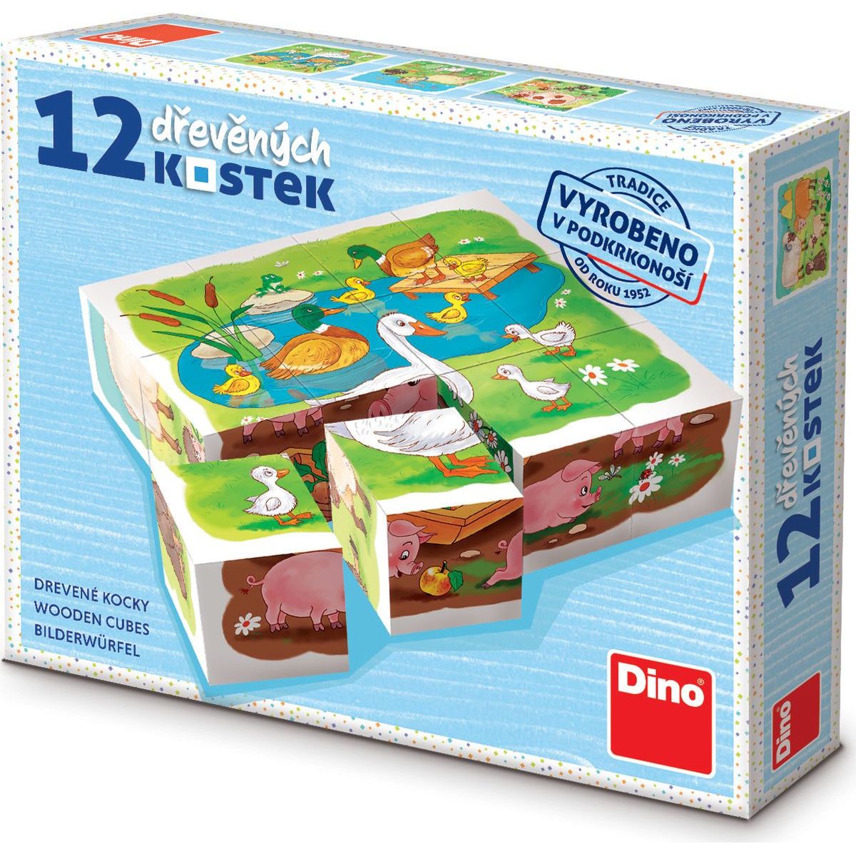 Dino Na farmě 12 dřevěné kostky
