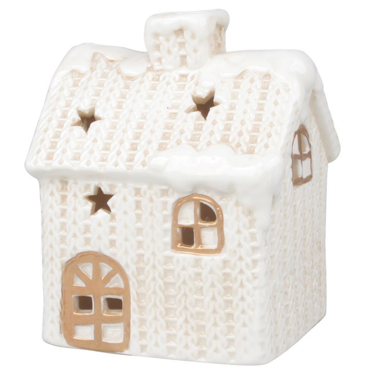 Domek porcelánový pletený s LED 9 x 11 cm