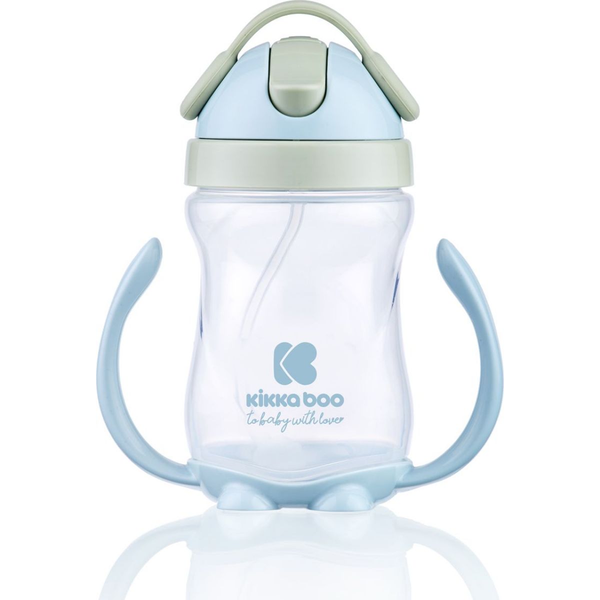 KikkaBoo Hrnek se silikonovým brčkem 300 ml 12m+ Blue