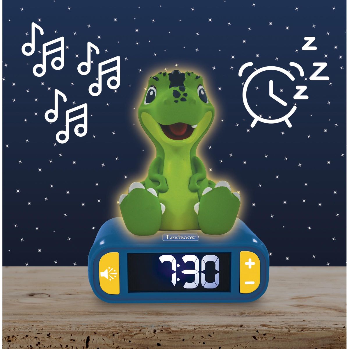 Lexibook Budík Dinosaurus se svítící figurkou