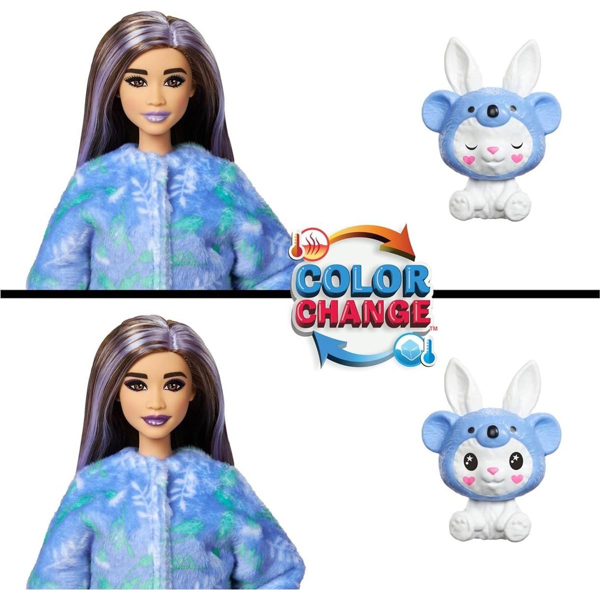 Barbie Cutie Reveal Barbie v kostýmu Zajíček ve fialovém kostýmu roztomilé Koaly