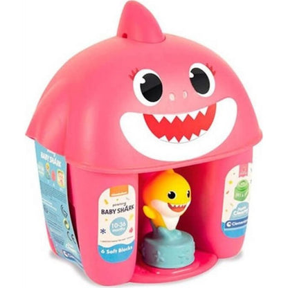 Clemmy baby Baby Shark Kyblík s kostkami růžový 6 dílků