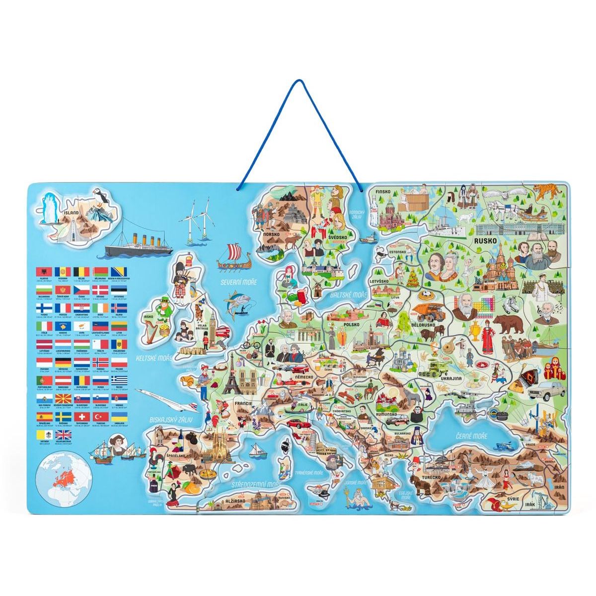 Woody Magnetická mapa EVROPY, společenská hra  3 v 1, ČJ