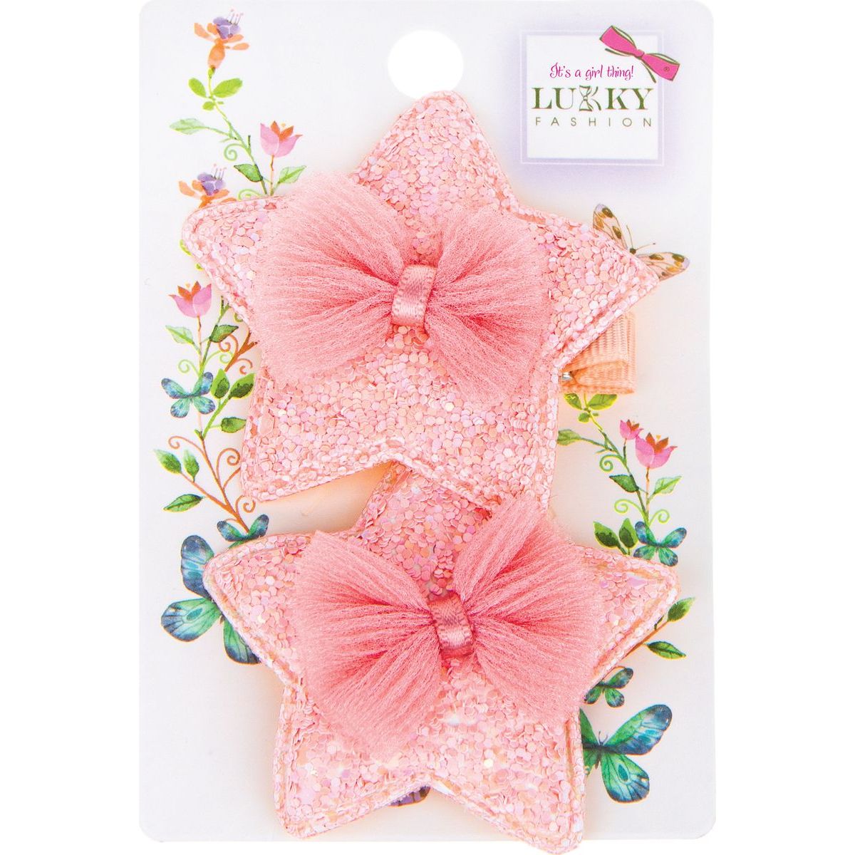 Lukky Fashion Set do vlasů s mašlí a flitry, dvojbalení - bílé