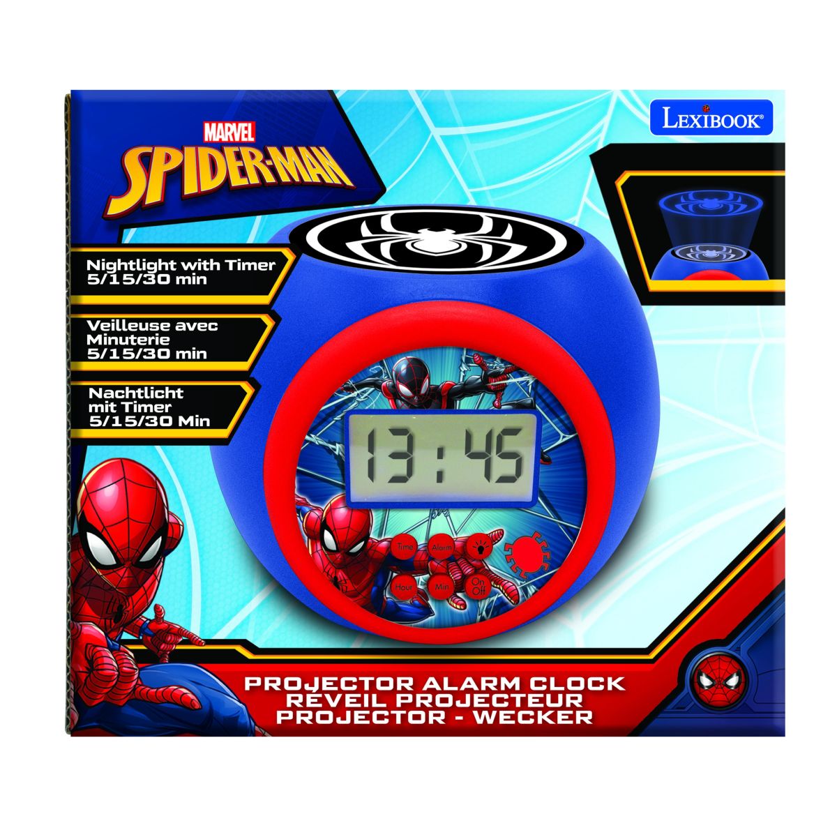 Lexibook Budík Spiderman se stropním projektorem