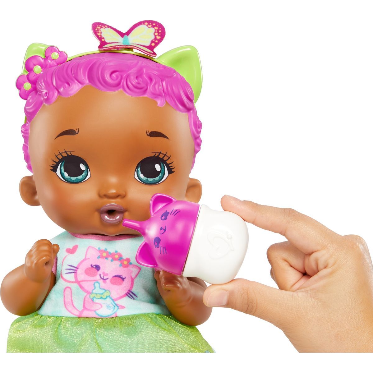 Mattel My Garden Baby miminko růžovo-zelené koťátko 30 cm